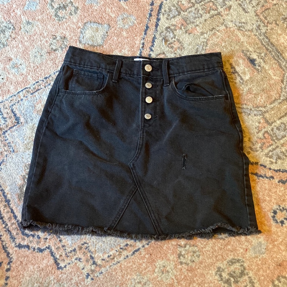 old navy teen black denim skirt
